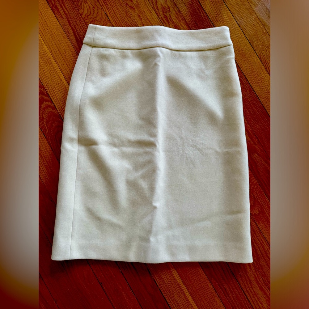J crew 100 percent wool cream pencil skirt